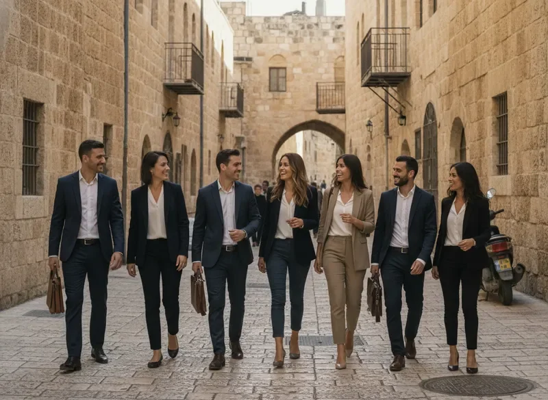 צוות עסקי בסיור בסמטאות ירושלים