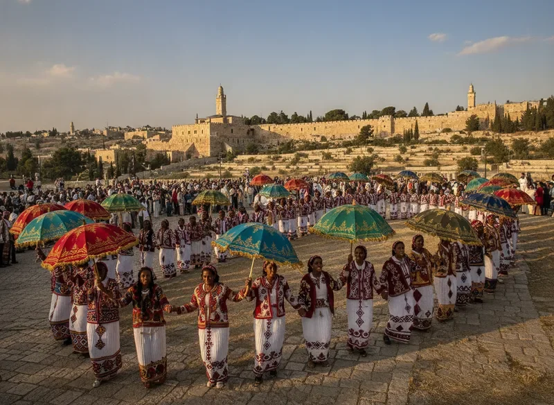 חוגגים בחג הסיגד בירושלים עם תלבושות מסורתיות וריקודים